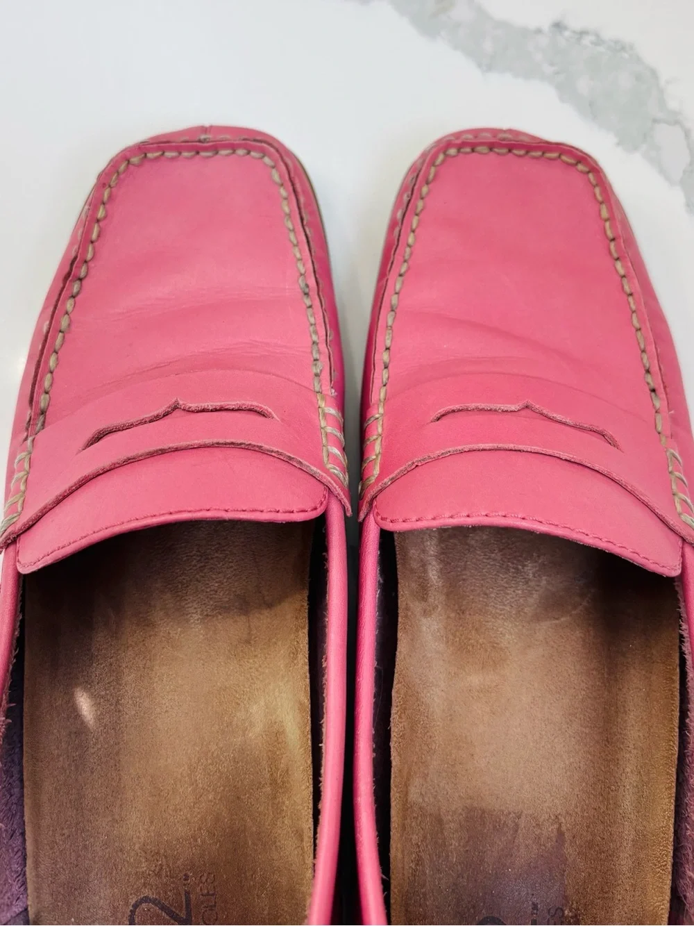 A2 by AEROSOLES Women’s 10B Pink Square Toe Loafers with Stitching Detail